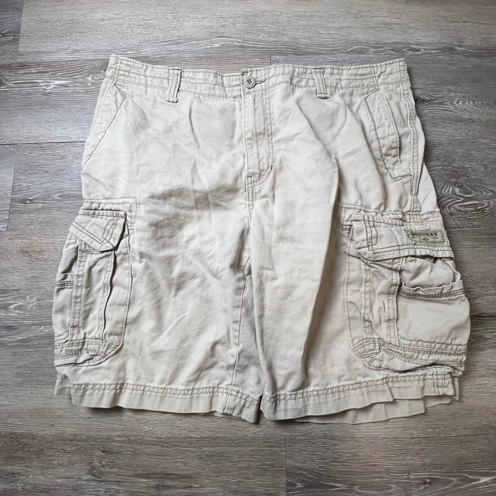 Unionbay Cargo Shorts Mens 38 Khaki Cotton Utility Multi Pocket Relaxed Fit